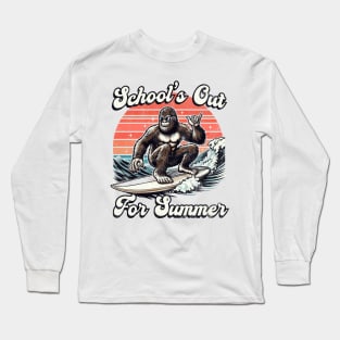 School's Out For Summer Bigfoot Surfing Long Sleeve T-Shirt